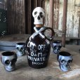 画像28: 50s Vintage SKULL " LAY OFF " Poison Decanter Bottle w/Shot Glass (B619)