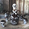 50s Vintage SKULL " LAY OFF " Poison Decanter Bottle w/Shot Glass (B618)