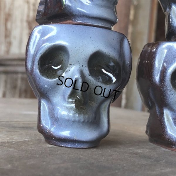 画像20: 50s Vintage SKULL " LAY OFF " Poison Decanter Bottle w/Shot Glass (B619)