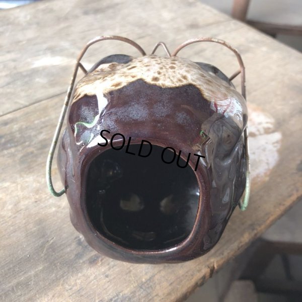 画像10: 50s MADE IN JAPAN Skull w/Glasses Ceramic Ashtray (M621)