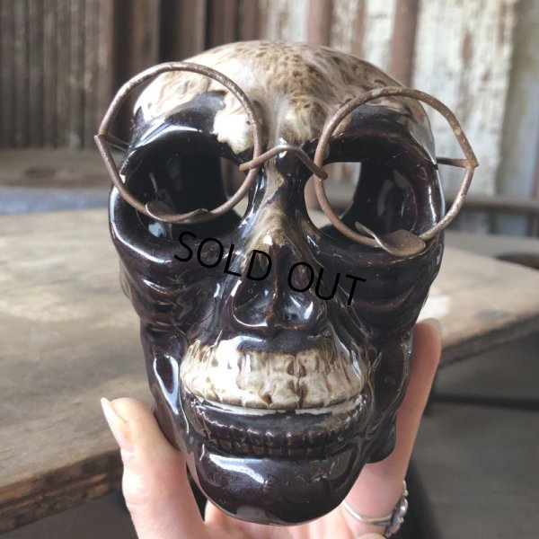 画像5: 50s MADE IN JAPAN Skull w/Glasses Ceramic Ashtray (M621)