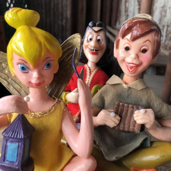 画像8: Vintage Disney WDP Peter Pan Tinkerbell Captain Hook Vinyl Figures Set (M632)