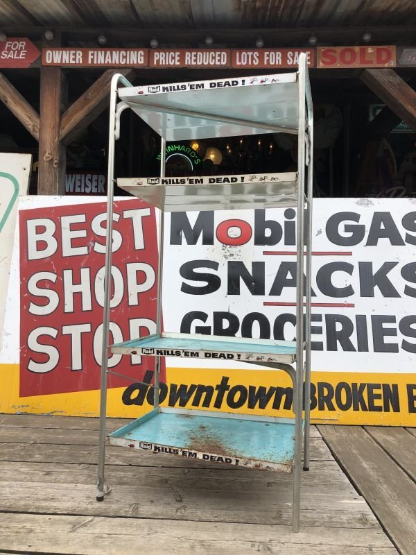 画像13: 【店舗引き取り限定】 Vintage Advertising JOHNSON & SON Raid Store Display Shelf Metal Rack (M641)