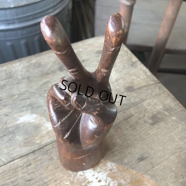 画像5: 70s Vintage Wooden Hand Peace Sign Ornament (M646)