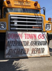 【店舗引き取り限定】 Original U.S.A Downtown 66 Double Sided Hand Painted Store Sign Huge! (M686)