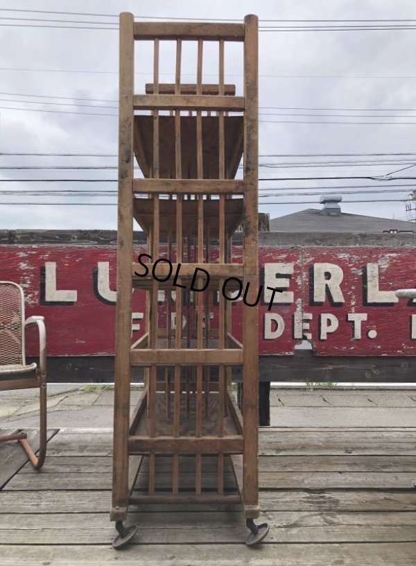 画像7: Antique Wooden Rolling Bakers Rack (M688)