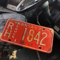 70s Vintage American License Number Plate / KANSAS 1842 (M734)