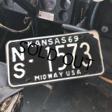 60s Vintage American License Number Plate / KANSAS 1573 (M738)