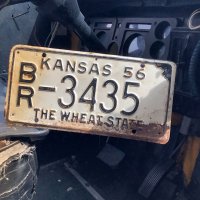 50s Vintage American License Number Plate / KANSAS 3435 (M714)