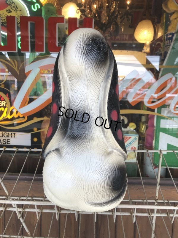 画像3: 70s Vintage NY Vinyl Plastic Sad Eye Dog Bank Basset hound White x Dot (M843)