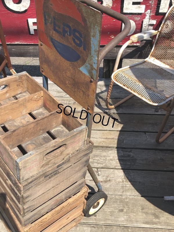 画像13: Vintage Advertising Pepsi Store Display Crate Dolly Cart (M847)