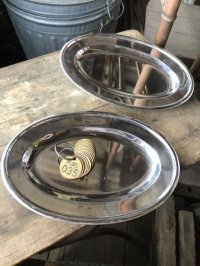 Vintage Plate Serving Tray Dish Dinner Ware STAINLESS STEEL JAPAN (M796)