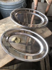 Vintage Plate Serving Tray Dish Dinner Ware STAINLESS STEEL JAPAN (M797)