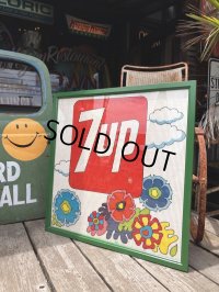 Vintage 7UP Soda Peter Max Floral Cardboard Store Sign RARE!!! (M806)