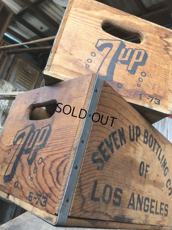 画像15: 70s Vintage Advertising 7up Wooden Crate Wood Box (M811)