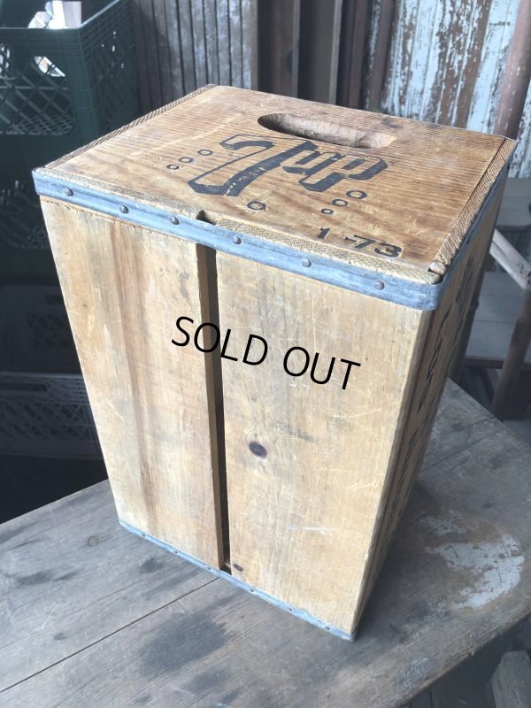 画像13: 70s Vintage Advertising 7up Wooden Crate Wood Box (M811)