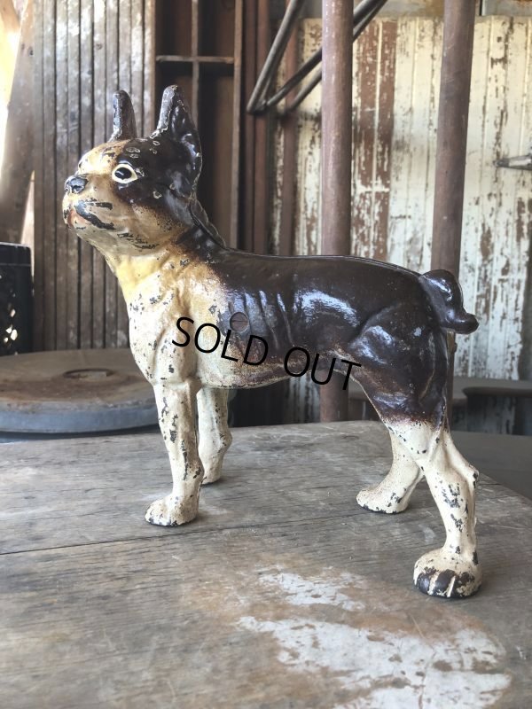 画像1: Antique Cast Iron  Boston Terrier Doorstop Statue (M820)