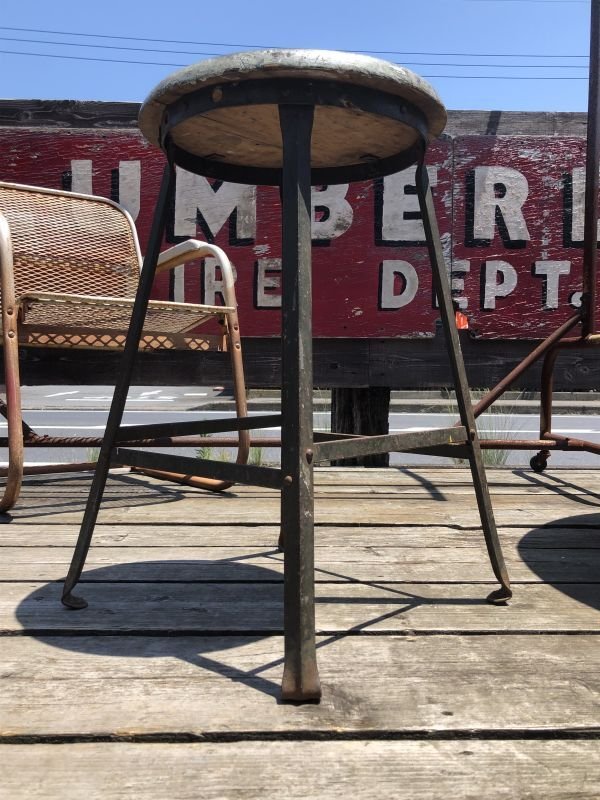 画像3: Vintage Industrial Stool with Wood Seat (M844)