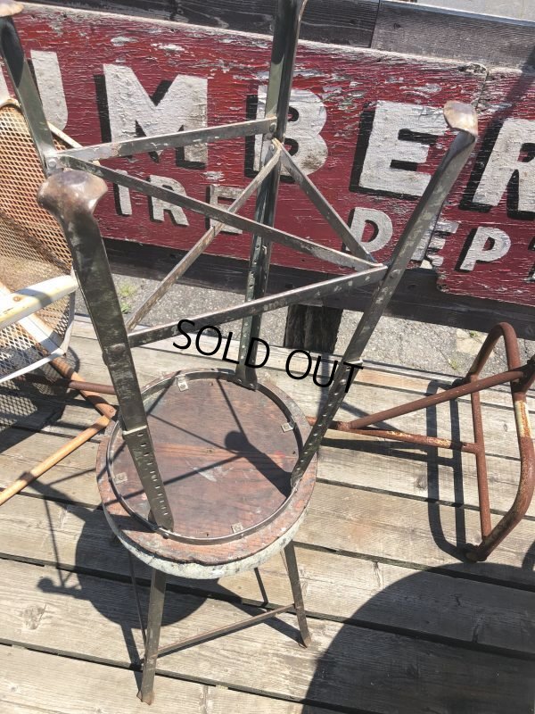 画像15: Vintage Industrial Stool with Wood Seat (M843)