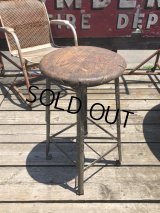 Vintage Industrial Stool with Wood Seat (M843)