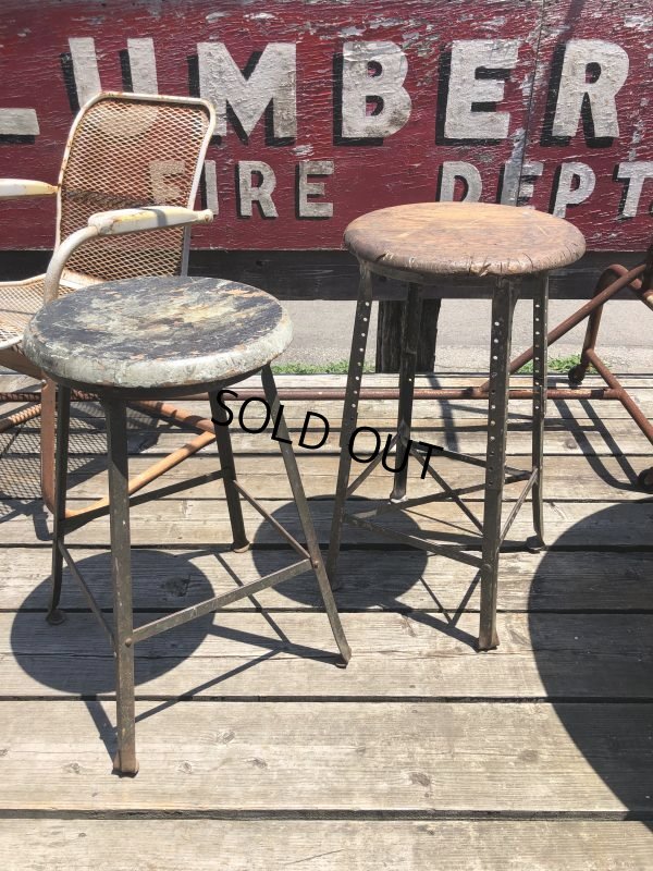 画像14: Vintage Industrial Stool with Wood Seat (M843)