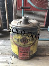 Vintage Motor Gas Oil 5 Gallon Can PENZOIL (M700) 