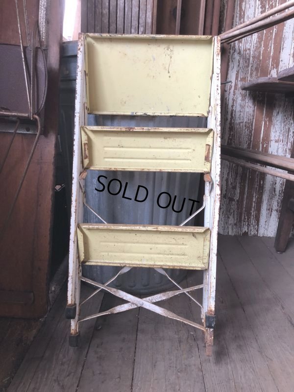 画像14: Vintage Industrial Metal Folding Ladder Step Stool (M861)