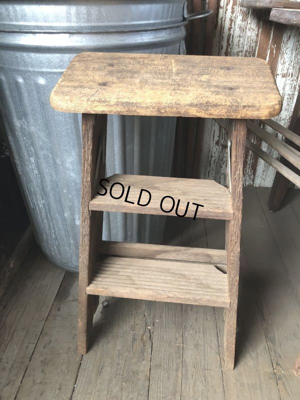画像12: Vintage Wooden Folding Ladder Step Stool (M860)