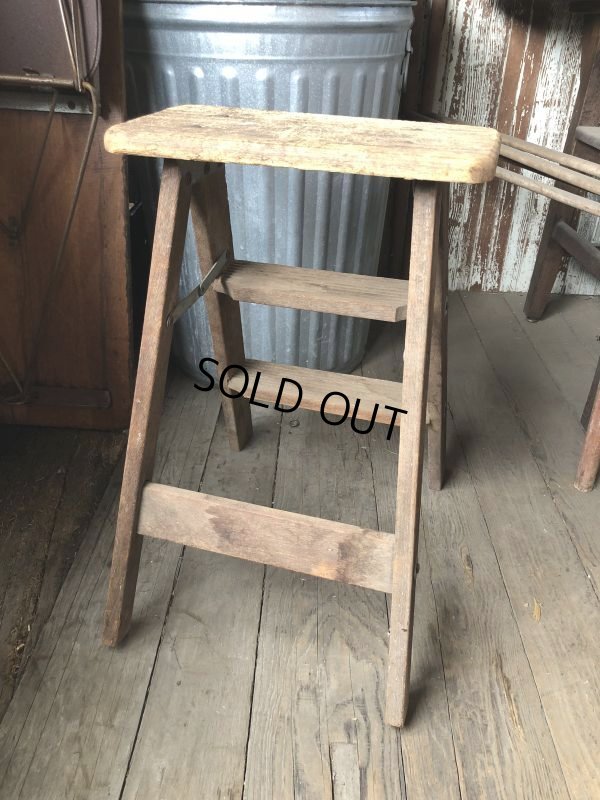 画像4: Vintage Wooden Folding Ladder Step Stool (M860)