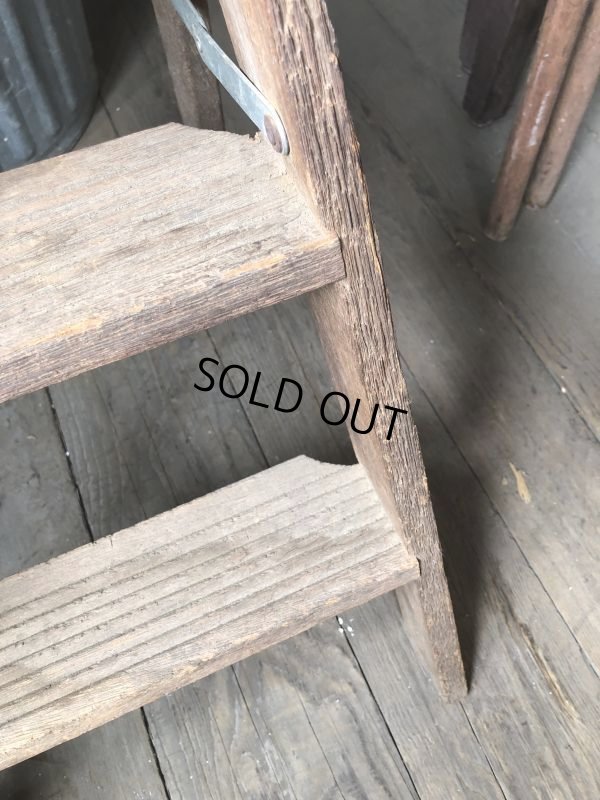 画像8: Vintage Wooden Folding Ladder Step Stool (M860)