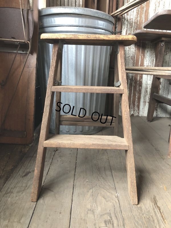 画像6: Vintage Wooden Folding Ladder Step Stool (M860)