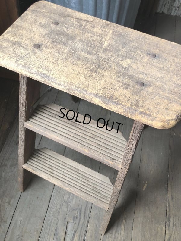 画像10: Vintage Wooden Folding Ladder Step Stool (M860)