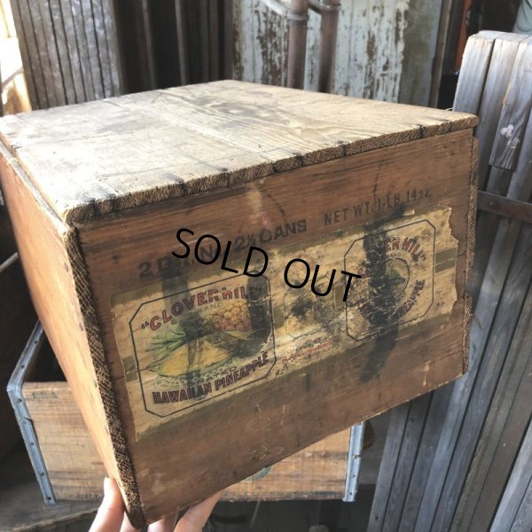 画像1: Vintage Wood Box CLOVERHILL BRAND HAWAIIAN PINEAPPLE (M892)