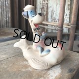 60s DELL HANNA- BARBERA Huckleberry Hound on Whale Rubber Squeaky Toy (M895)