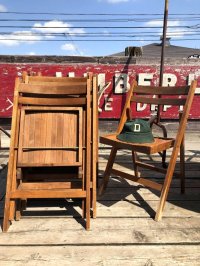 50s Vintage Wooden Folding Chair Made in Romania (M949)