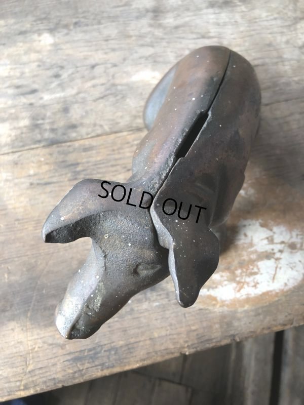 画像18: 40s Vintage Chicago Stockyard Souvenir Cast Iron Copper Wash Piggy Bank (M951) 