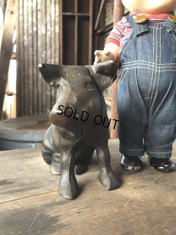 画像5: 40s Vintage Chicago Stockyard Souvenir Cast Iron Copper Wash Piggy Bank (M951) 