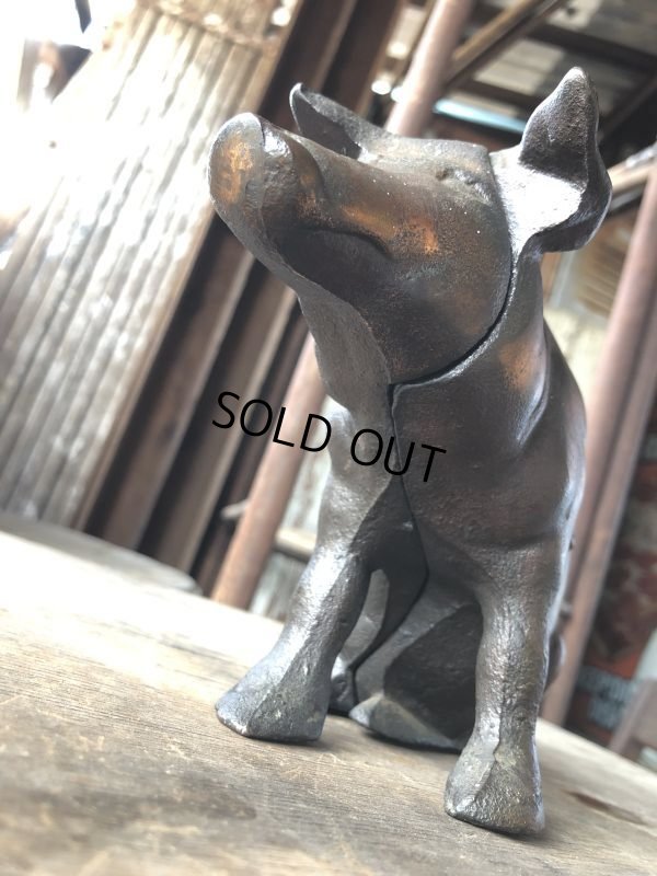 画像20: 40s Vintage Chicago Stockyard Souvenir Cast Iron Copper Wash Piggy Bank (M951) 