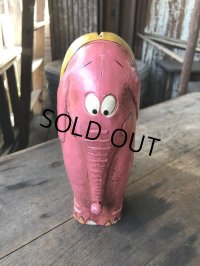 Vintage Pink Elephant Chalkware Bank Doll (M954) 