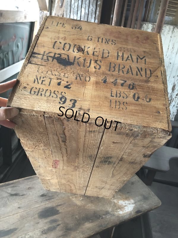 画像15: Vintage Advertising Wooden Crate Wood Box Cooked Ham Krakus Brand (M960)