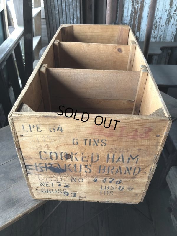 画像3: Vintage Advertising Wooden Crate Wood Box Cooked Ham Krakus Brand (M960)