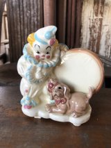 Vintage Ceramic Baby Planter Clown and Puppy (M965) 