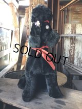 Vintage Giant Black Standing Poodle Plush Stuffed Toy Doll (R017) 