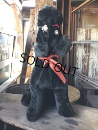 Vintage Giant Black Standing Poodle Plush Stuffed Toy Doll (R017) 