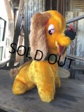 Vintage Yellow Puppy Dog w/Bee Plush Stuffed Toy Doll (R016) 