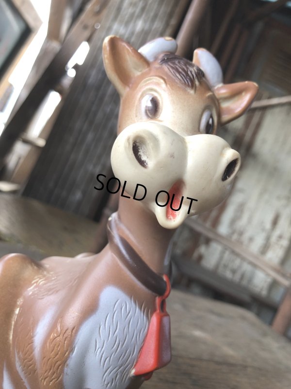 画像2: 70s Vintage Kiddie Products The First Years Red Bell Cow Rubber Squeak Doll (R125) 