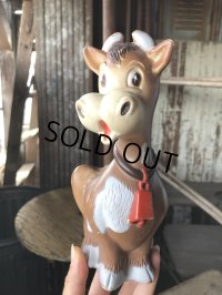 70s Vintage Kiddie Products The First Years Red Bell Cow Rubber Squeak Doll (R125) 