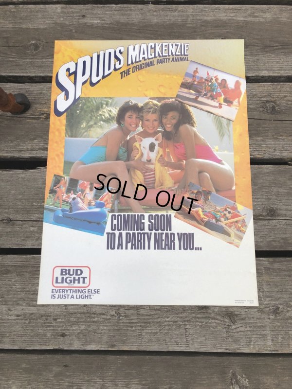 画像8: 80s Vintage Budweiser Bud Light Spuds MacKenzie Store Display Poster Sign (B182)