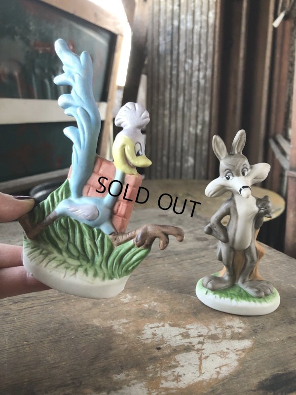 画像1: 70s Vintage Ceramic Figurine Road Runner & Wile E. Coyote SET (R195) 