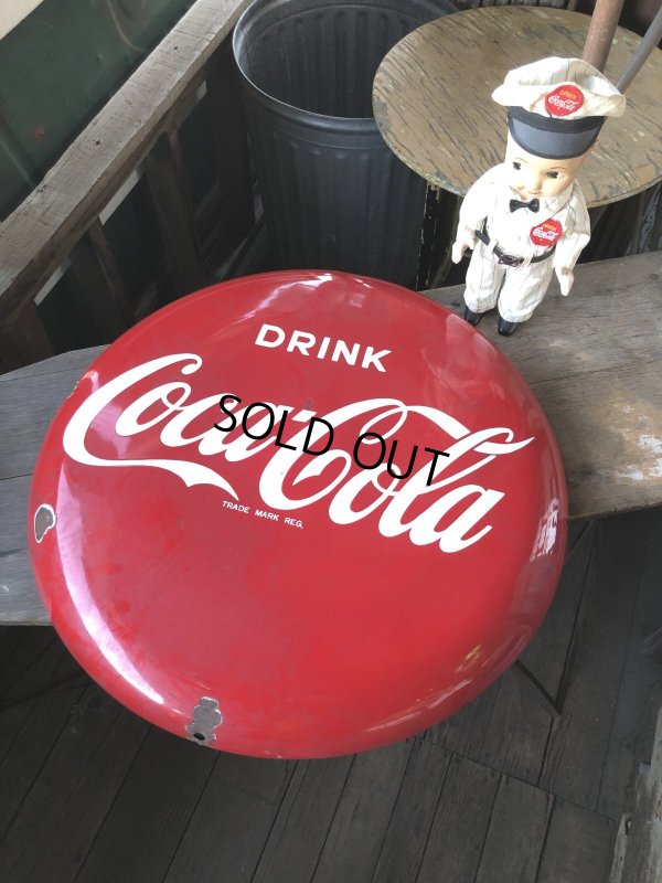 画像12: 50s Original DRINK Coca-Cola Porcelain Enamel Button Sign (R201) 